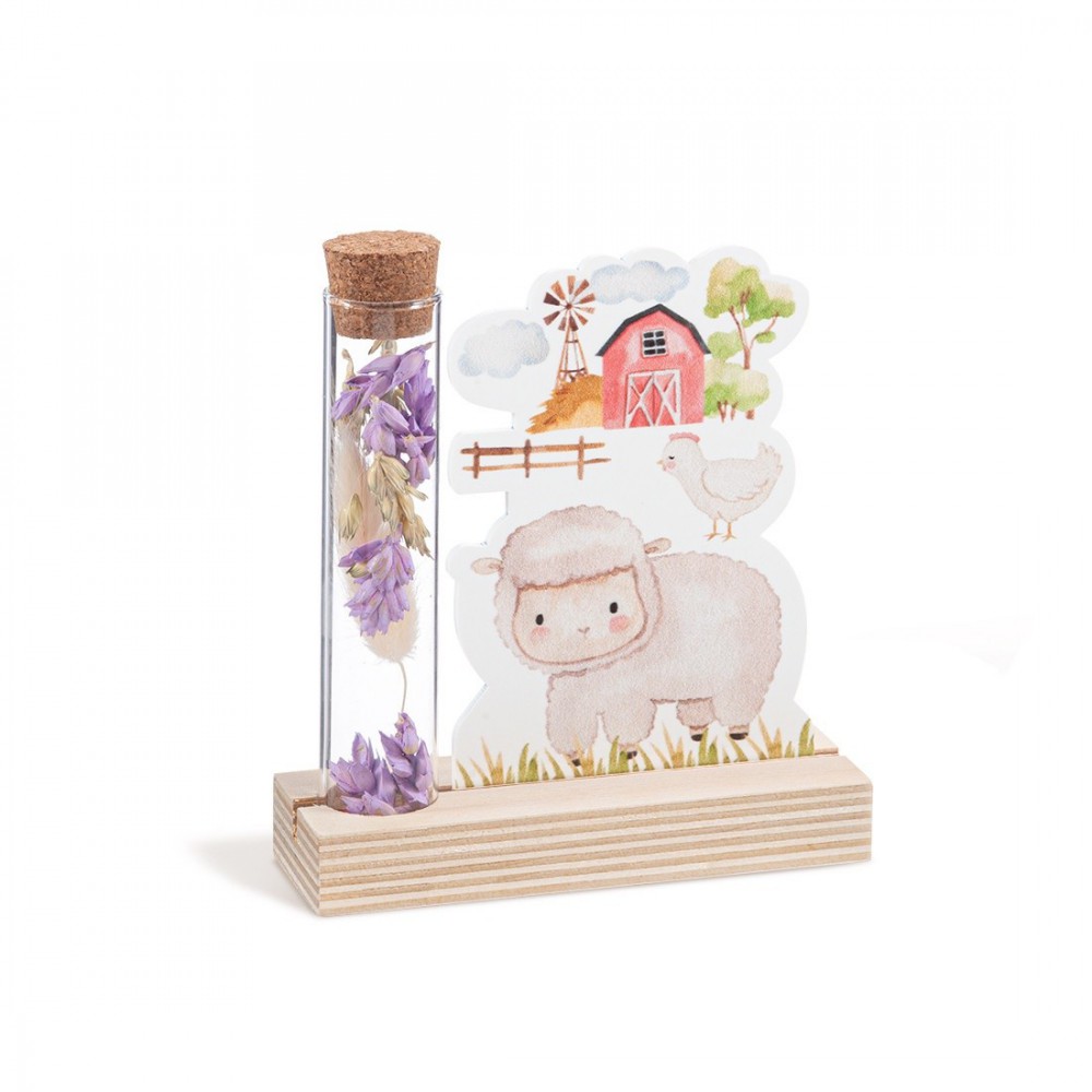 Ξύλινη βάση με καδράκι Plexi & γυάλινο σωλήνα 