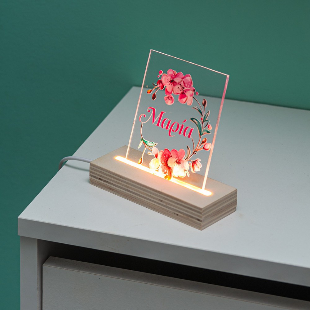 Ξύλινη βάση Led με Plexiglass 