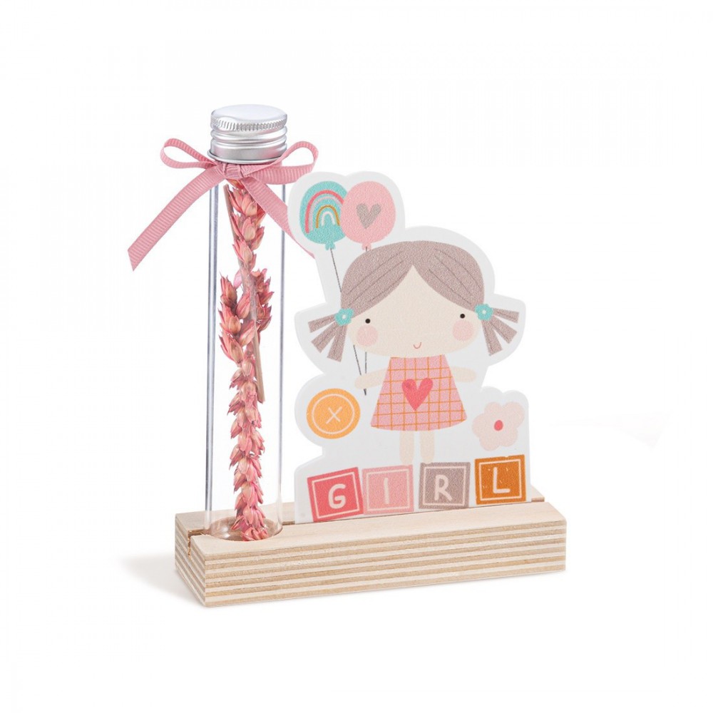 Ξύλινη βάση με καδράκι Plexi & γυάλινο σωλήνα 