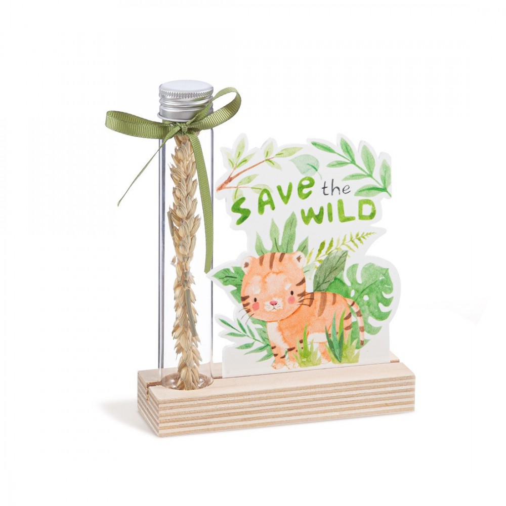 Ξύλινη βάση με καδράκι Plexi & γυάλινο σωλήνα 