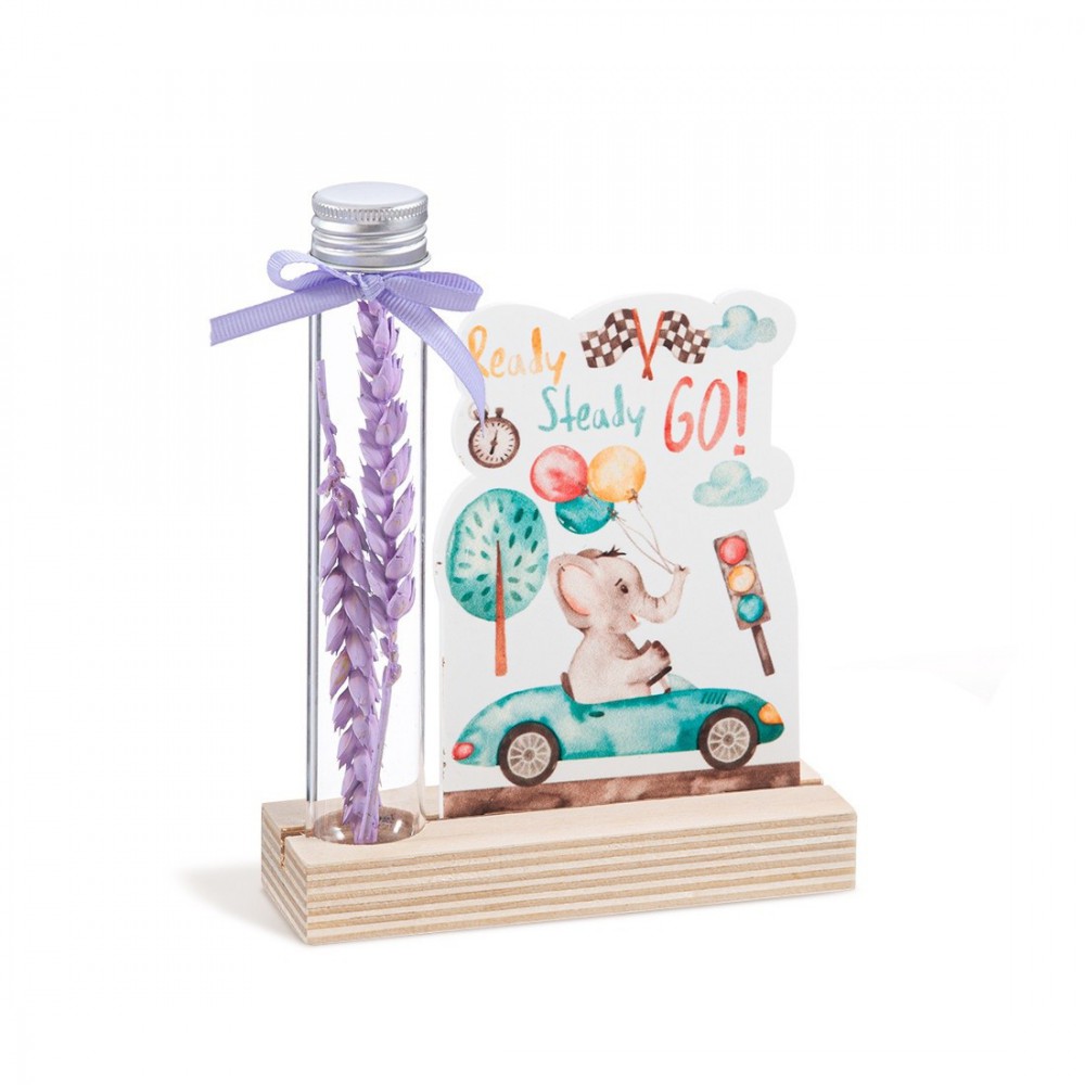 Ξύλινη βάση με καδράκι Plexi & γυάλινο σωλήνα 