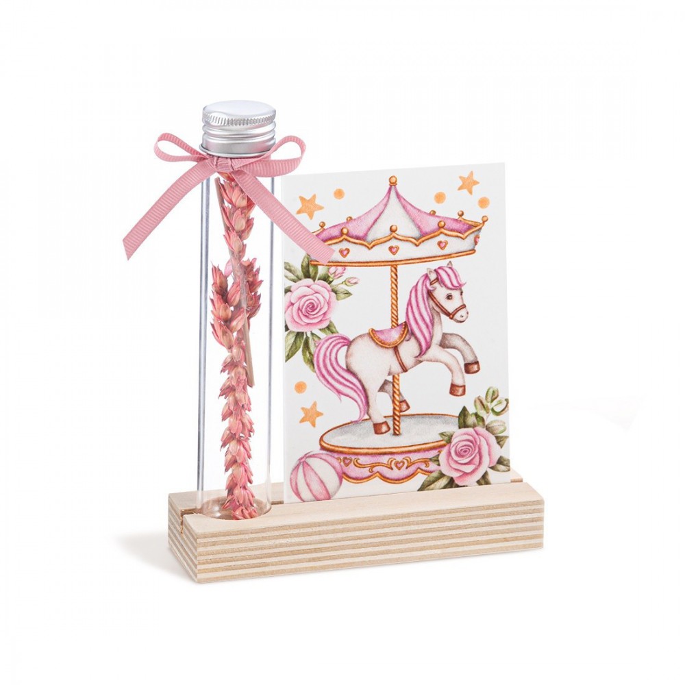 Ξύλινη βάση με καδράκι Plexi & γυάλινο σωλήνα 